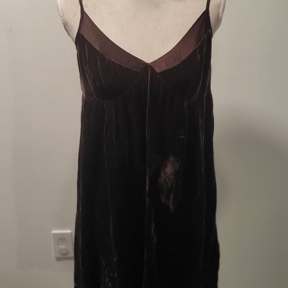 Gap Size 14 Chocolate Brown Velvet Dress, Spaghetti Straps, Low Back